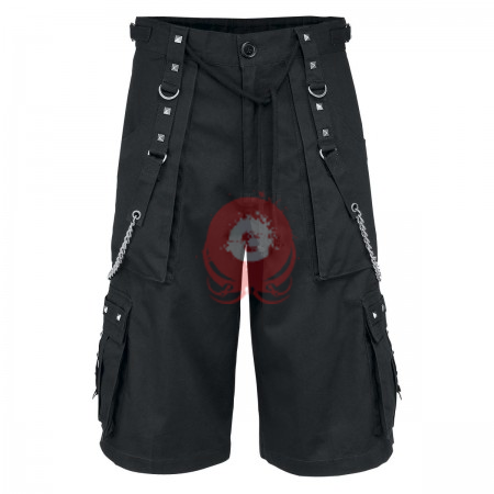 Men Black Gothic Cargo Short Pant Men Black Gothic Cargo Short Pant
